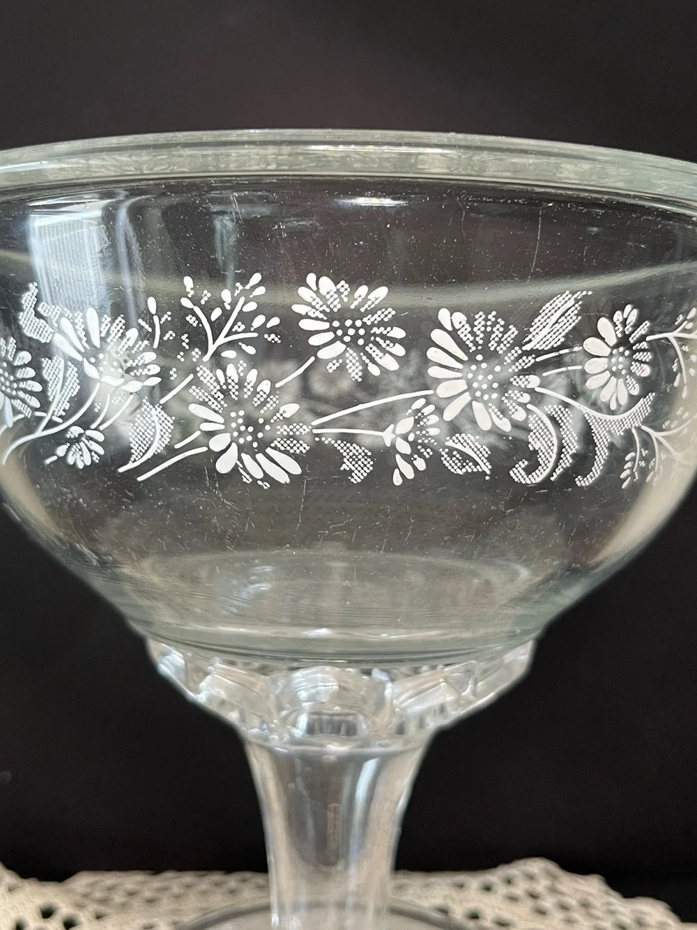 Vintage Pyrex #322 Colonial Mist Clear Glass Mixing Bowl White Floral